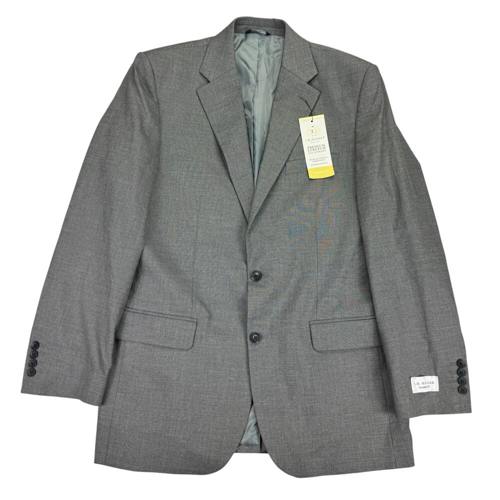 Haggar Mens Premium Stretch Classic Fit Suit Jacket Gray 42L